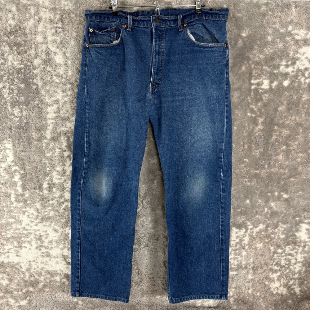 Levi's Size 38x30 505 Straight Leg Regular Fit Denim Jeans Blue Full Length Mens
